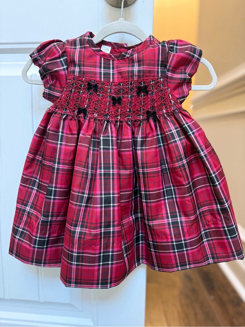 First Impressions Red Plaid Smocked Holiday Dress